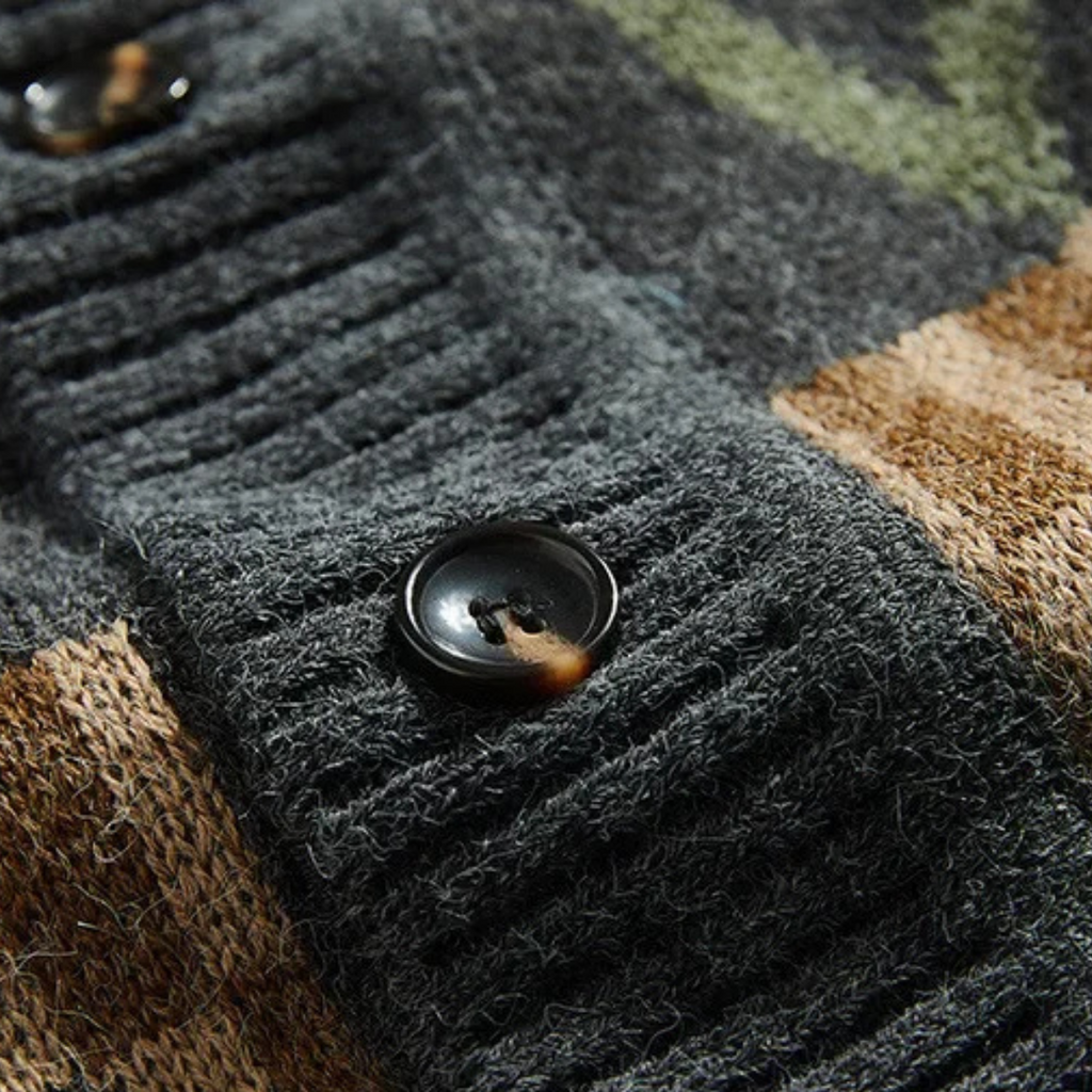 The Redruth Men’s Vintage Geometric Button Up Cardigan