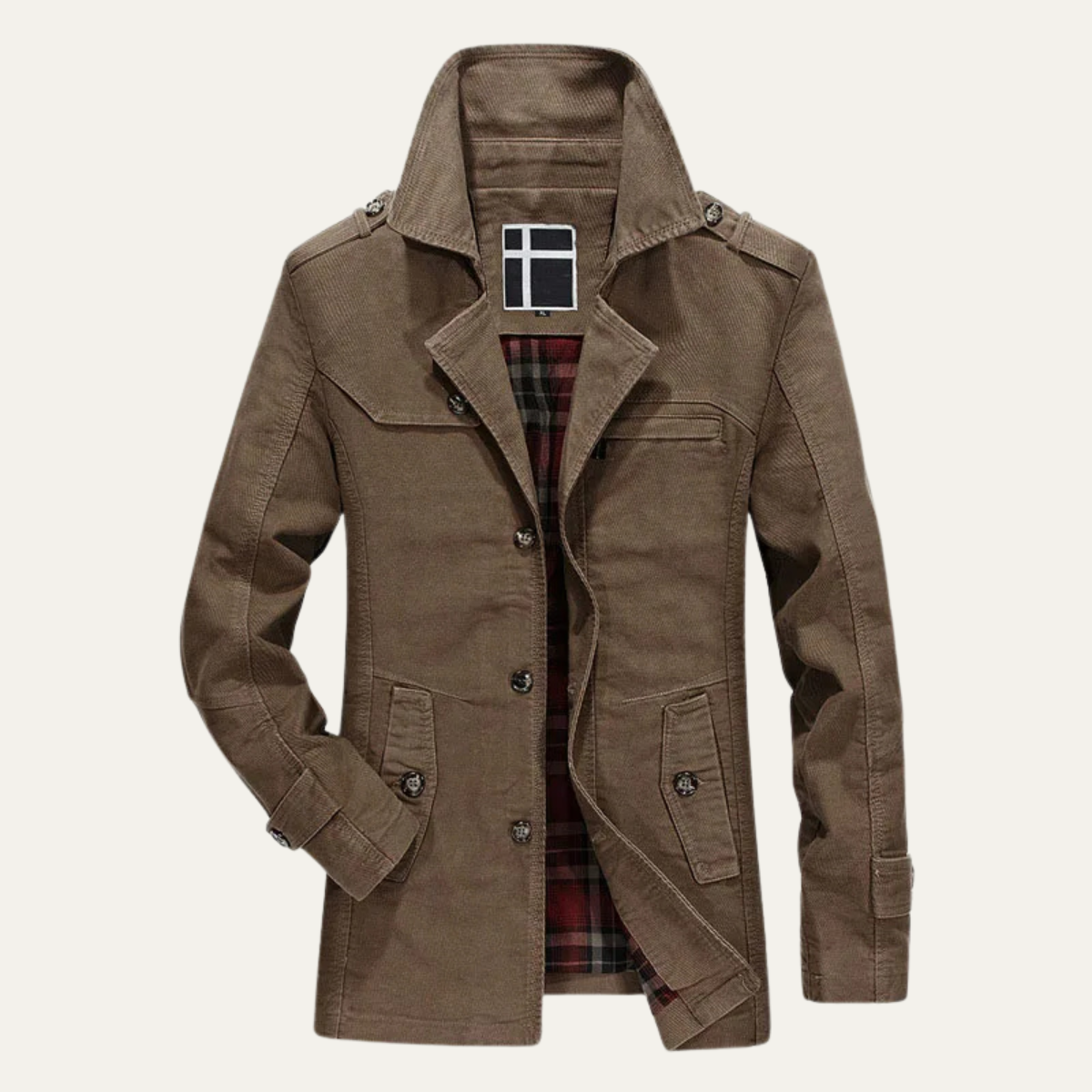 The Appiano Men’s Winter Wool Jacket with Plaid Lining and Double Breasted Design