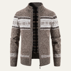 The Castello Men’s Knitted Zip Up Cardigan with Cable Pattern
