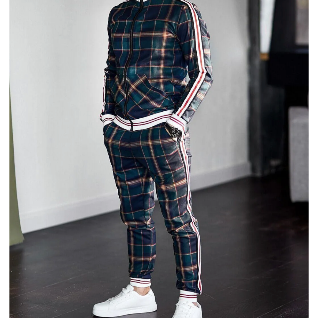 Nicholas | Men’s Plaid Jogging Tracksuit Set
