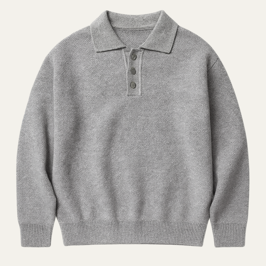 The Lichfield Men's Tailored Grey Casual Polo Jumper