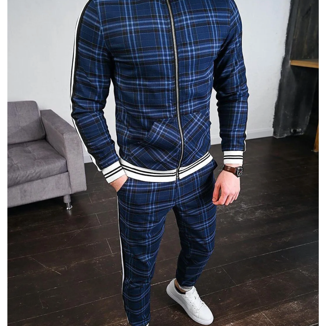 Nicholas | Men’s Plaid Jogging Tracksuit Set
