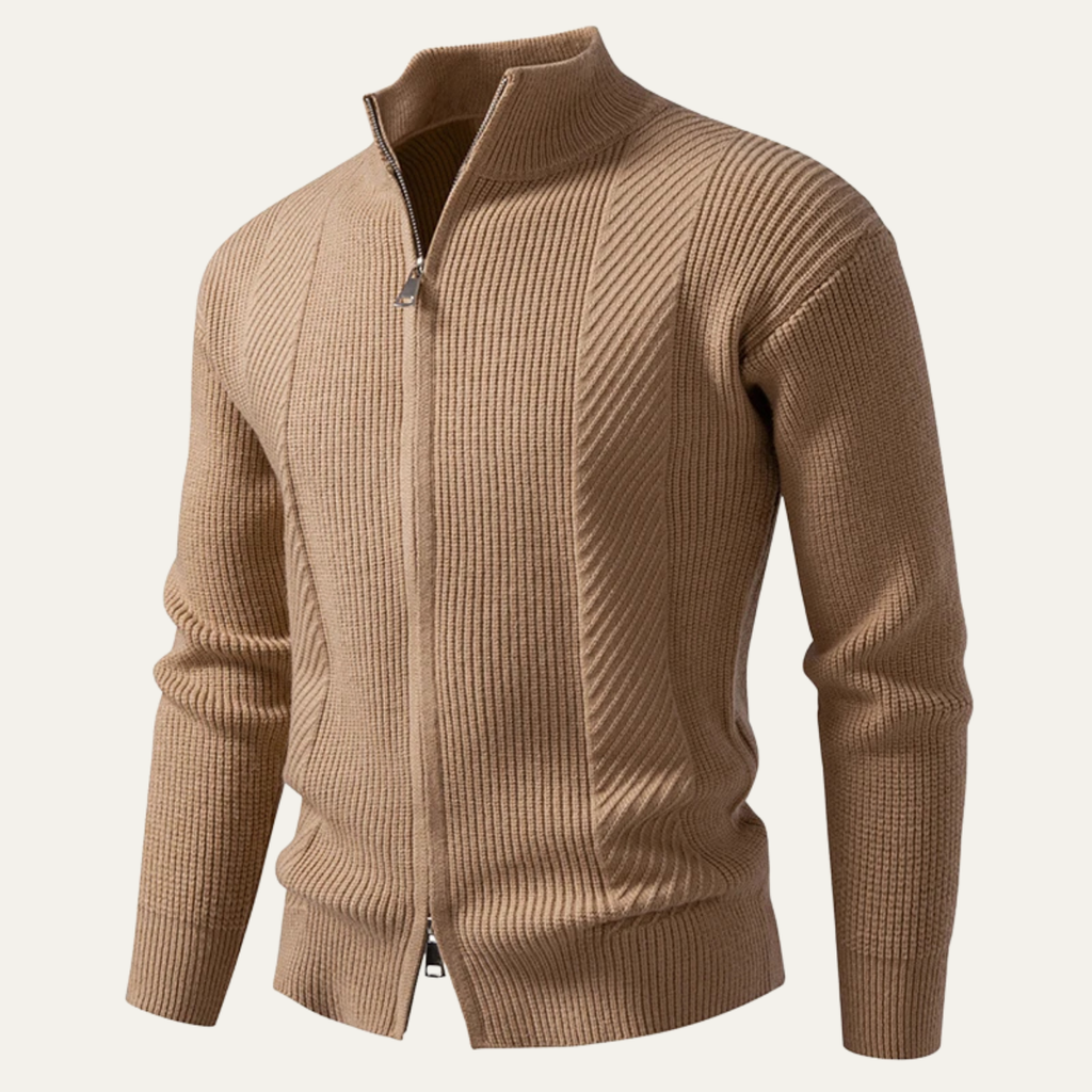 The Cisternino Smart Casual Ribbed  Zip Up Knit Men’s Cardigan