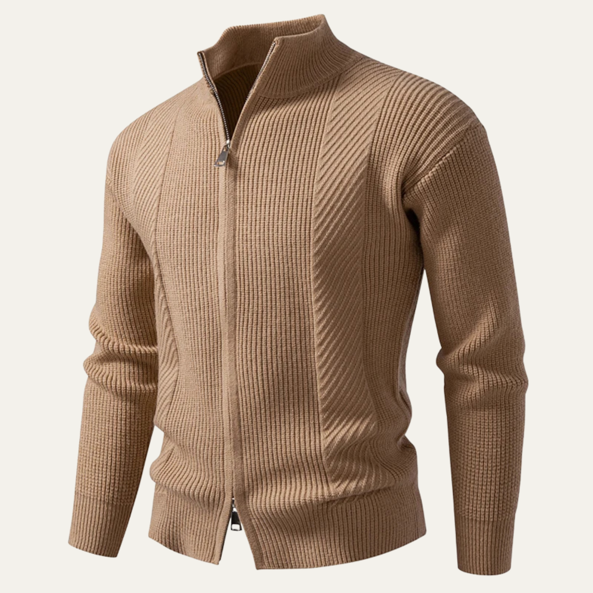 The Cisternino Smart Casual Ribbed  Zip Up Knit Men’s Cardigan