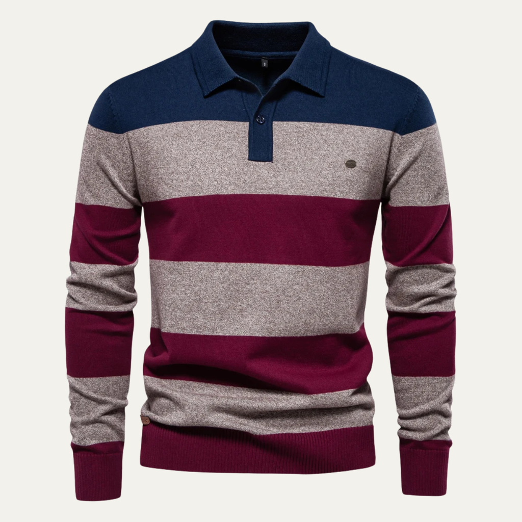 The Colchester Men’s Casual Striped Polo Knit Jumper