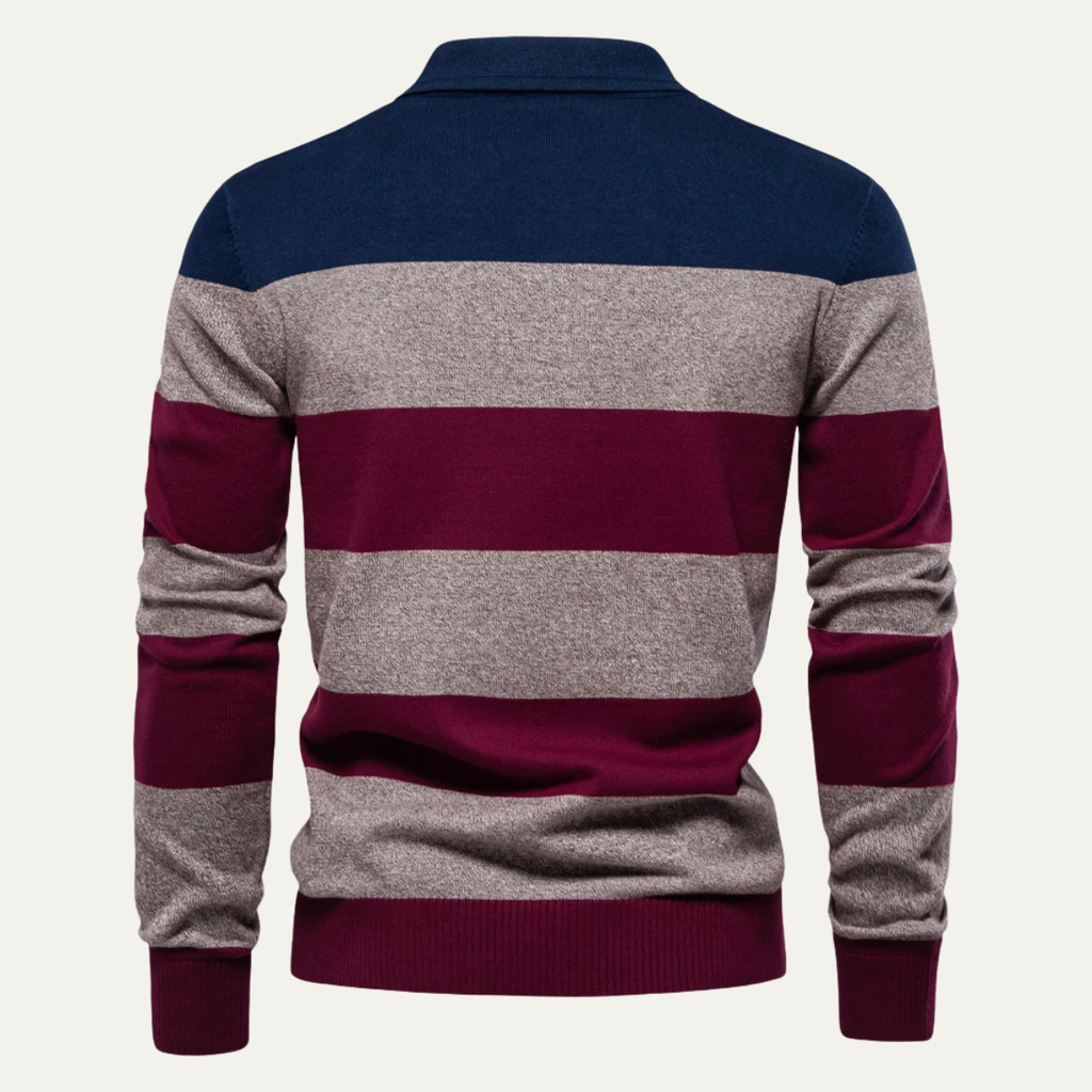 The Colchester Men’s Casual Striped Polo Knit Jumper