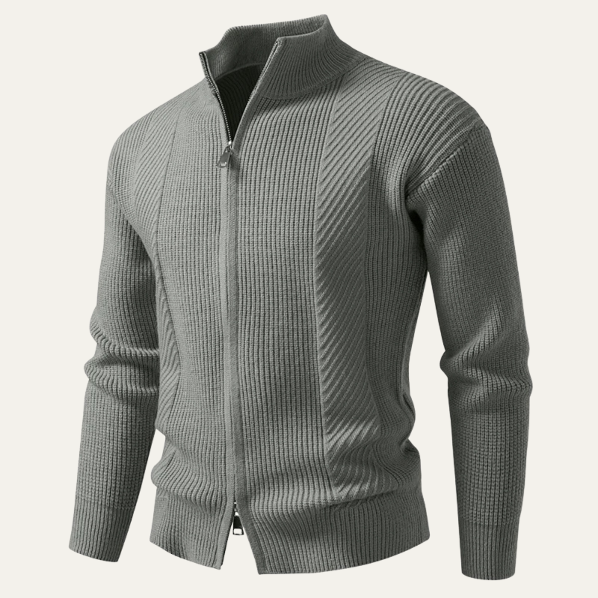 The Cisternino Smart Casual Ribbed  Zip Up Knit Men’s Cardigan