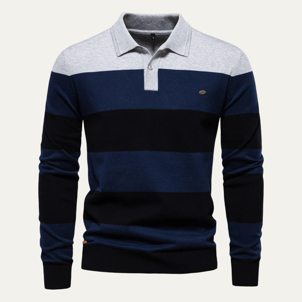 The Colchester Men’s Casual Striped Polo Knit Jumper
