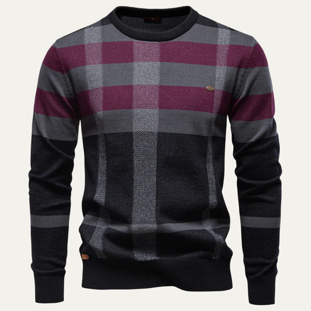 The Peterborough Men’s Contrast Plaid Checked Knit Jumper