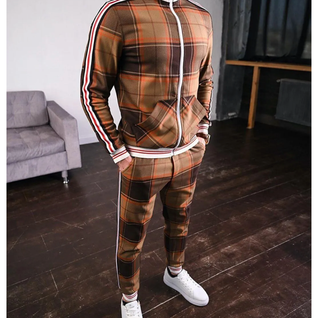 Nicholas | Men’s Plaid Jogging Tracksuit Set
