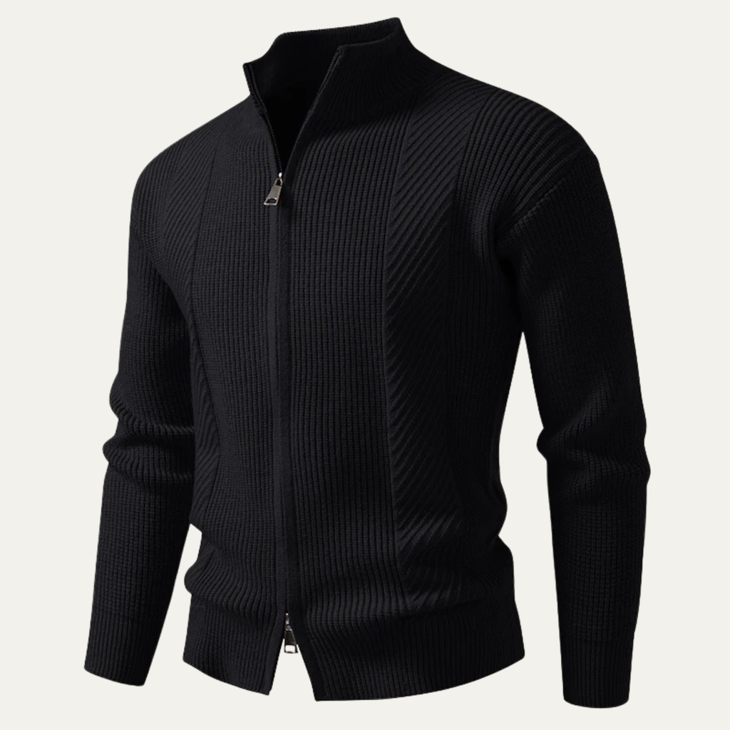 The Cisternino Smart Casual Ribbed  Zip Up Knit Men’s Cardigan