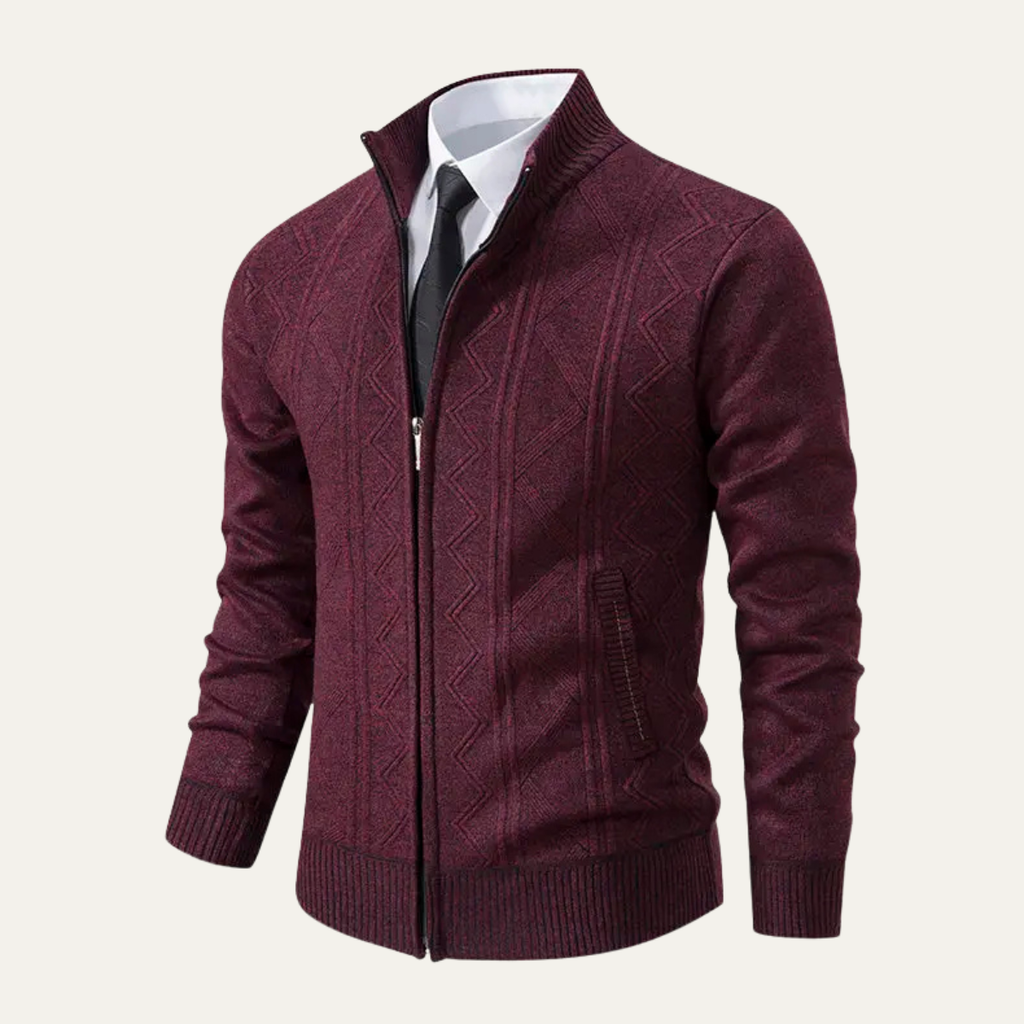 The Chianti High Neck Winter Zip Up Knit Men's Cardigan