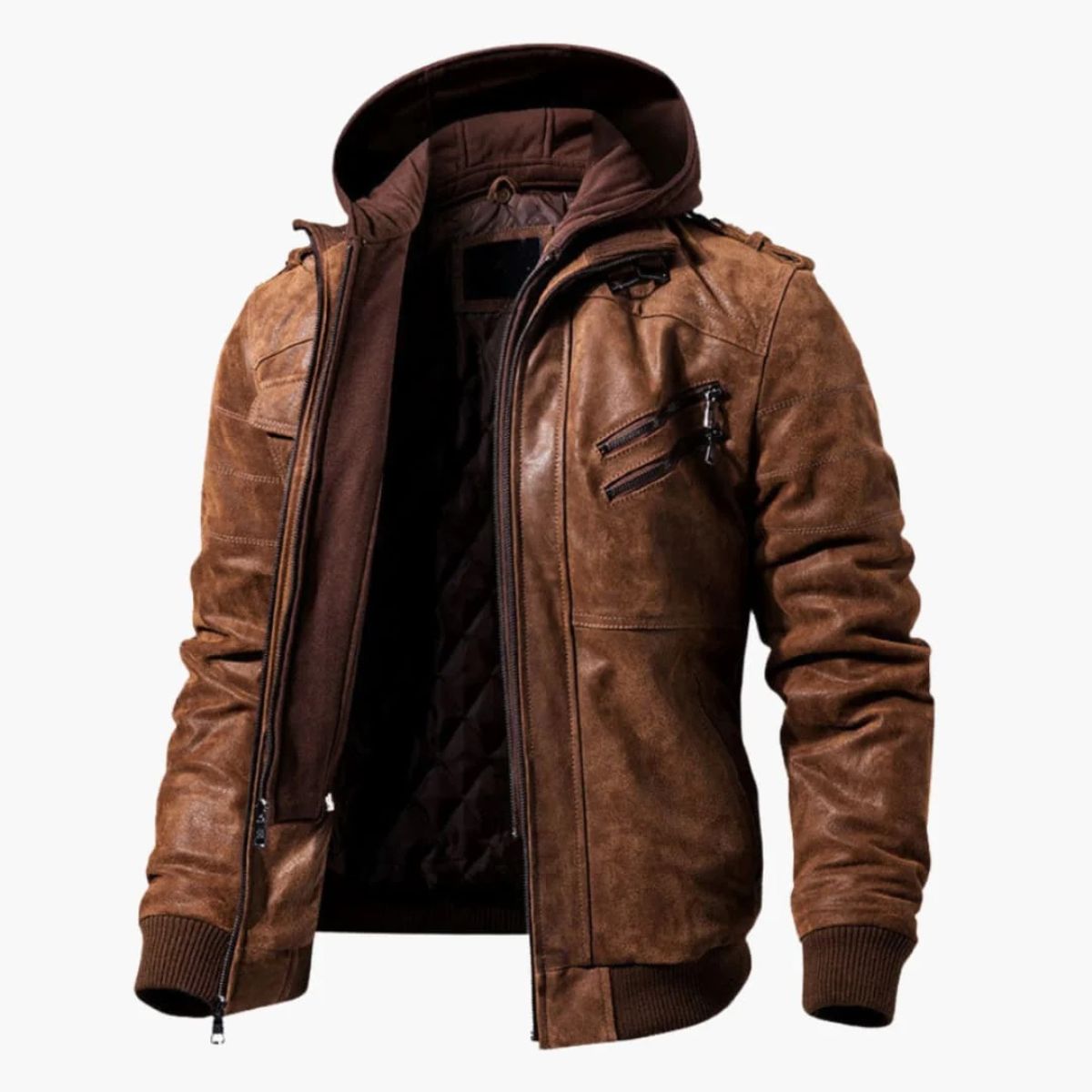 The Palermo Leather Bomber Jacket – Men’s Hooded Classic Style