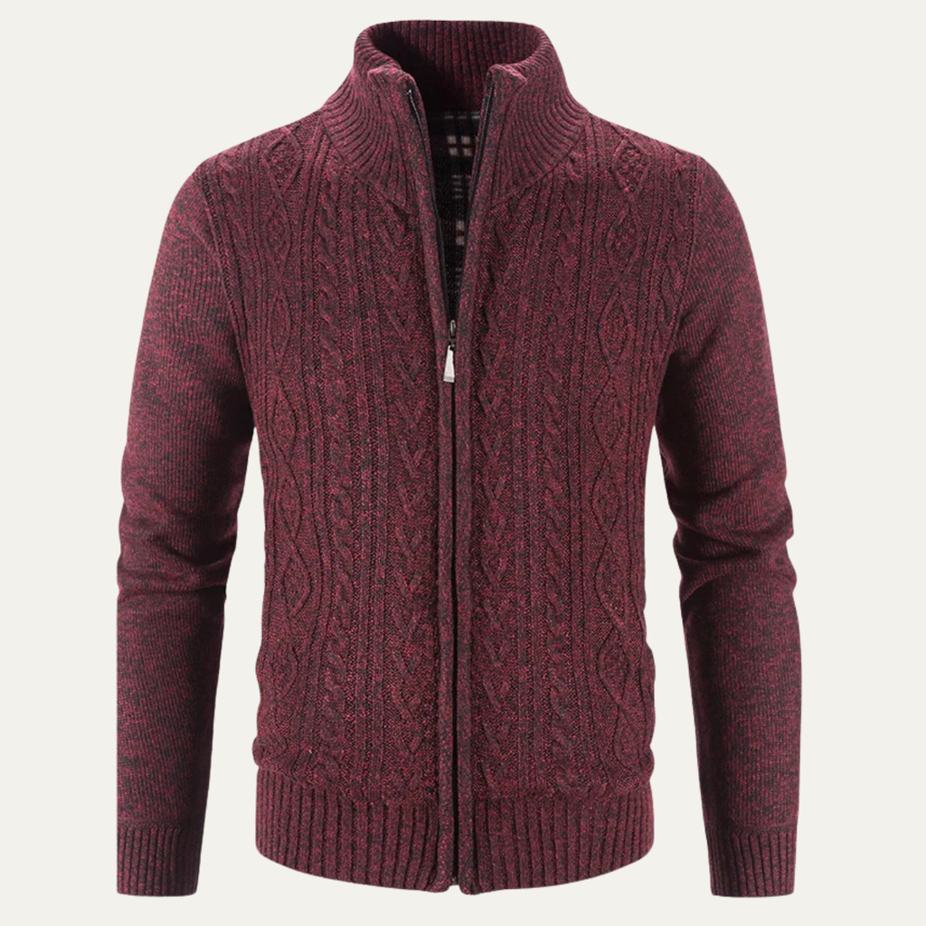 The Pienza Men’s Warm Fleece Zip Up Knit Jacket