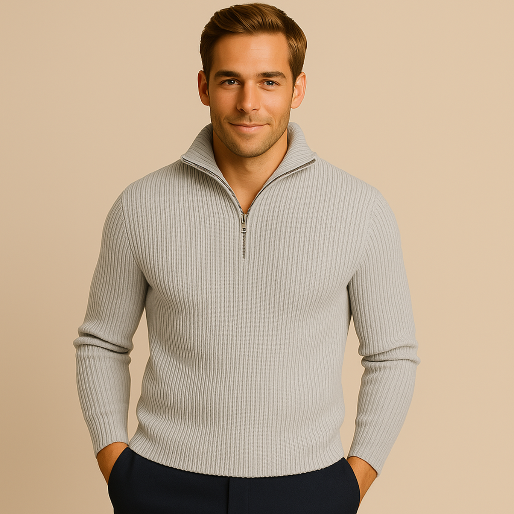 The Merino Knitted Quarter Zip Jumper