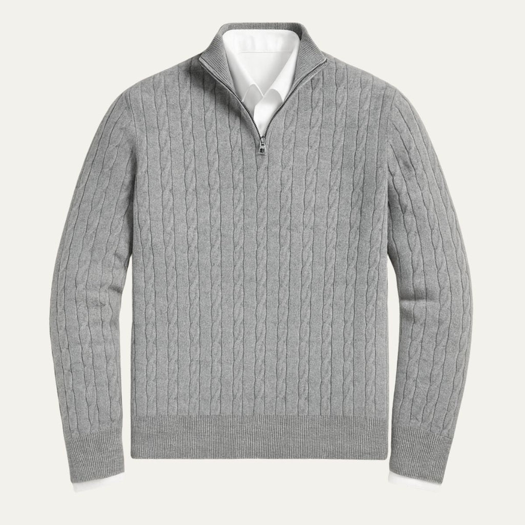 The St. Moritz Cable Knit Zipper Jumper for Men - Old Money Style
