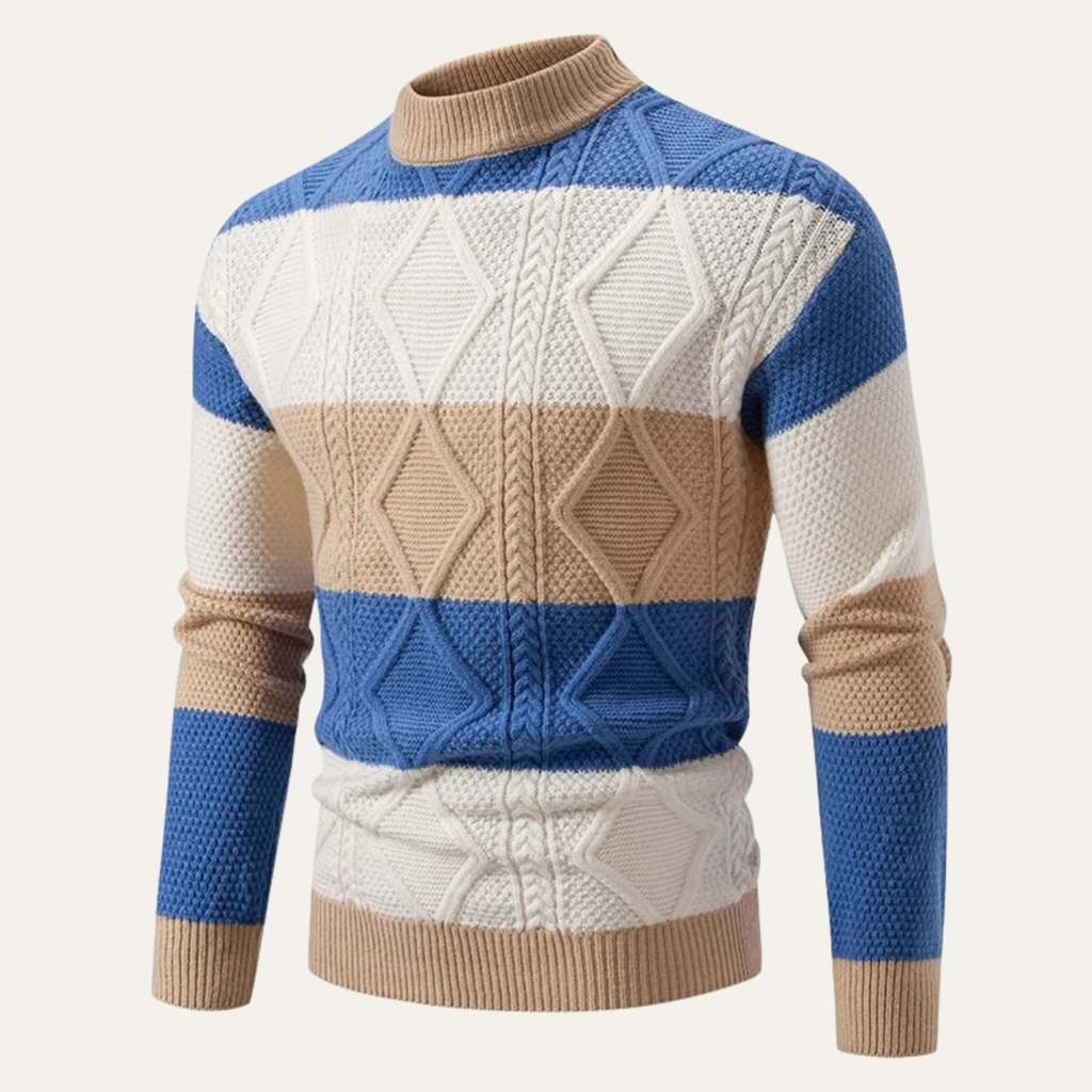 The San Candido Colour Block Patchwork Cable Knit Men’s Jumper
