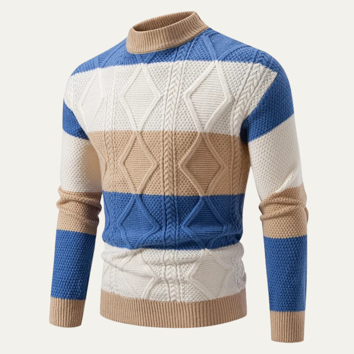 The San Candido Colour Block Patchwork Cable Knit Men’s Jumper