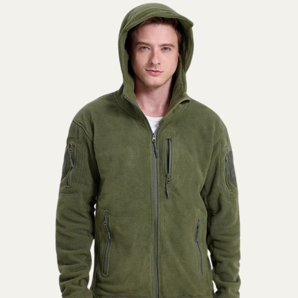 The Pitigliano Men’s Warm Tactical Fleece Jacket with Hood and Multi Pockets