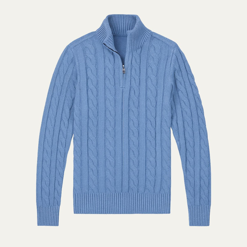 The Genève Old Money Half Zip Jumper for Men - 100% Merino Wool
