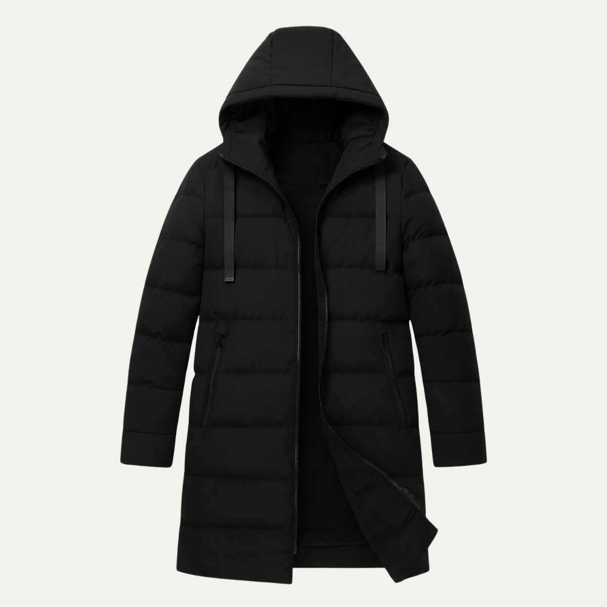 The Whitby Men's Stylish Longline Black Puffer Coat