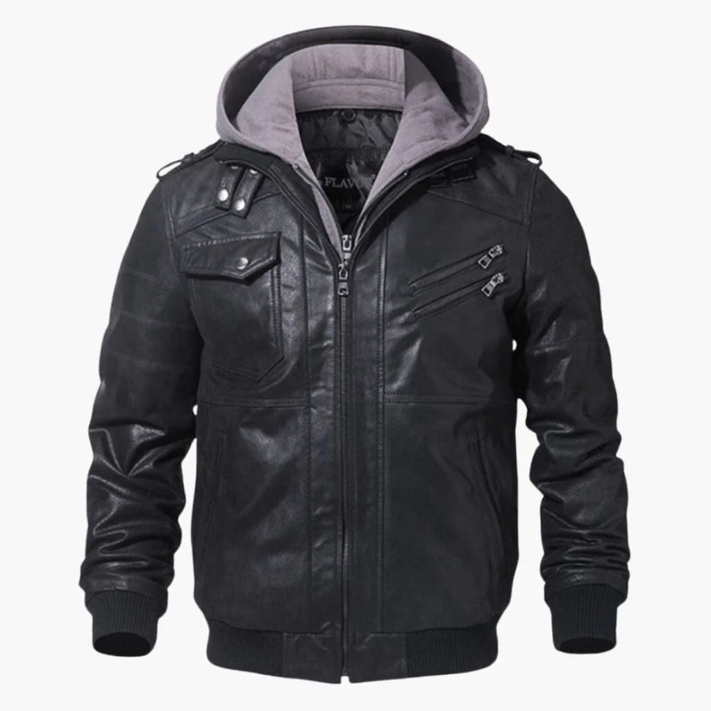 The Palermo Leather Bomber Jacket – Men’s Hooded Classic Style