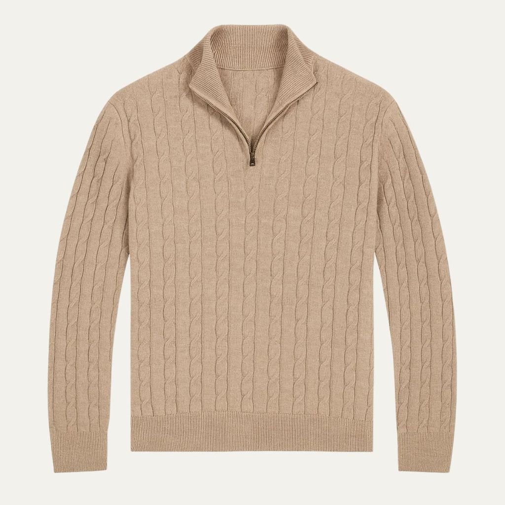 The St. Moritz Cable Knit Zipper Jumper for Men - Old Money Style