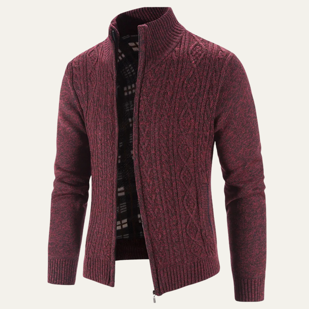 The Pienza Men’s Warm Fleece Zip Up Knit Jacket