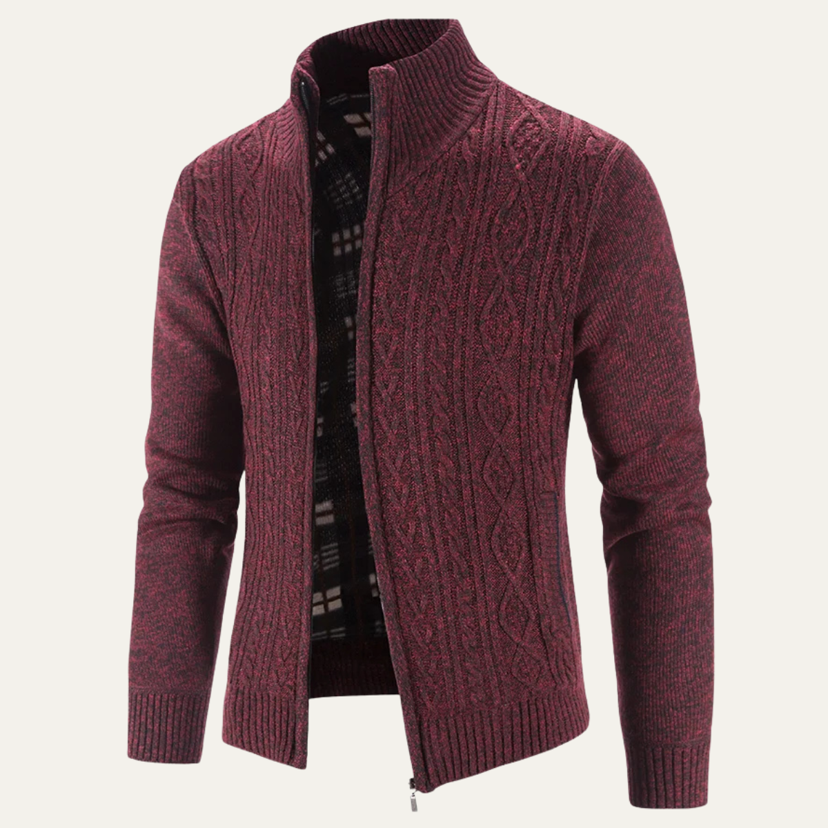 The Pienza Men’s Warm Fleece Zip Up Knit Jacket