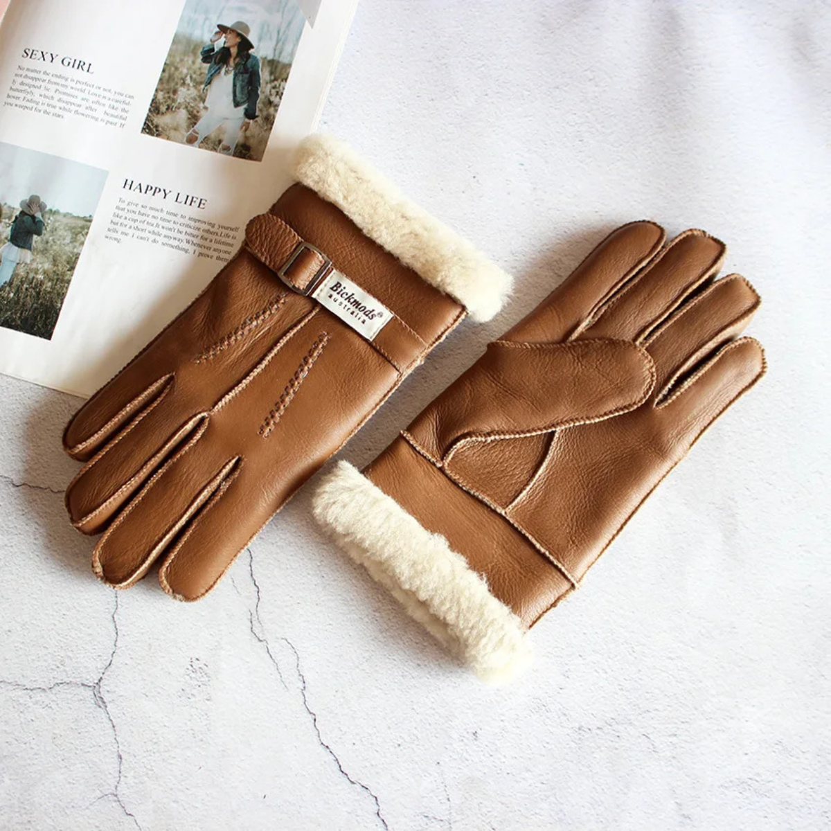 The Brenton Men’s Sheepskin Fur Winter Gloves