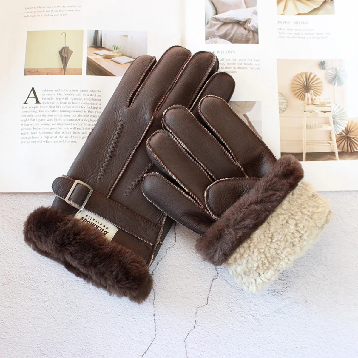 The Brenton Men’s Sheepskin Fur Winter Gloves