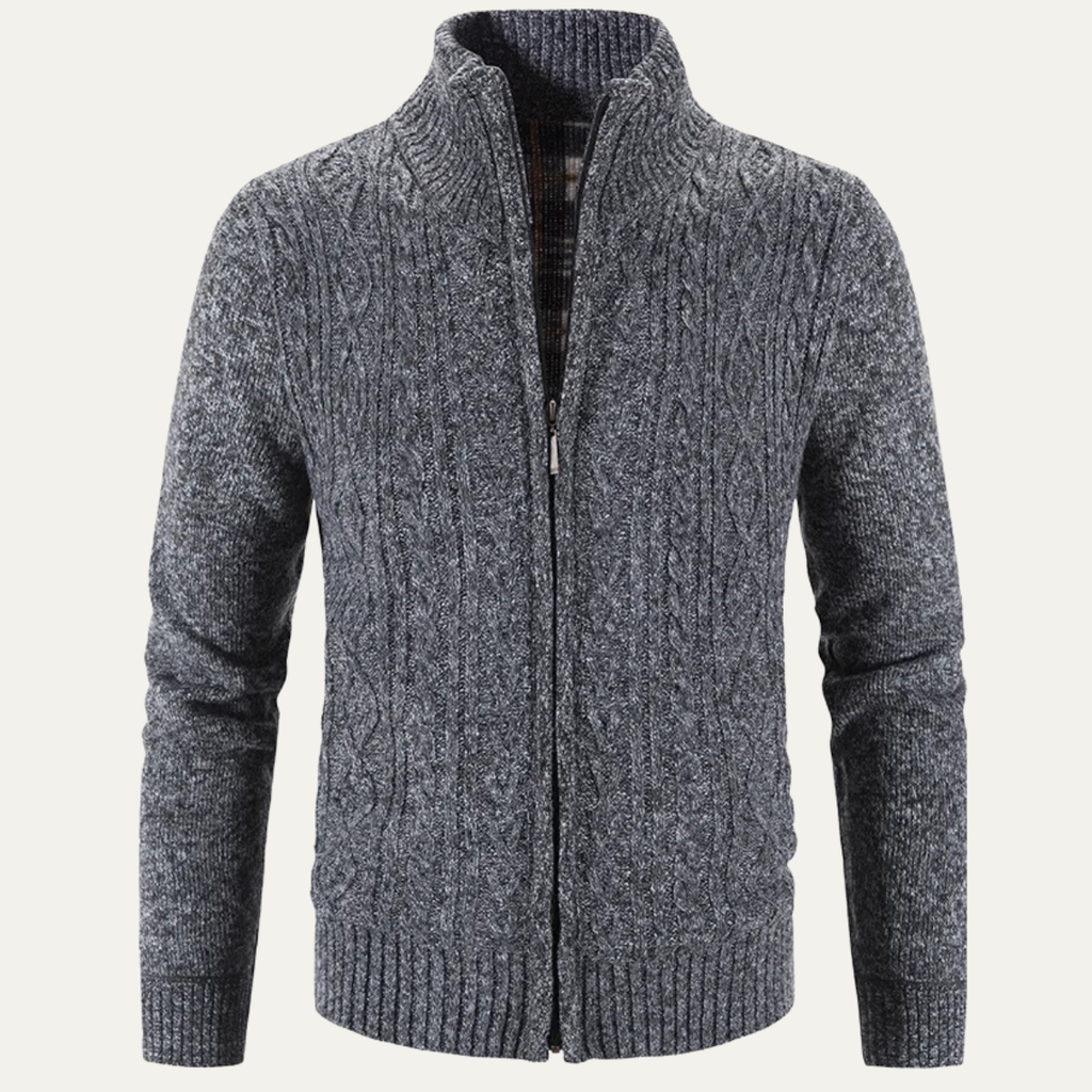The Pienza Men’s Warm Fleece Zip Up Knit Jacket
