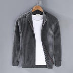 Ken | Men’s Zip Front High Collar Ribbed Cardigan