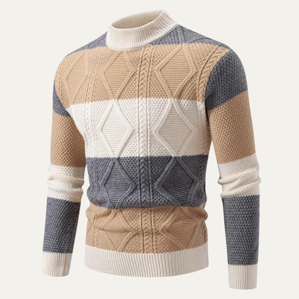 The San Candido Colour Block Patchwork Cable Knit Men’s Jumper