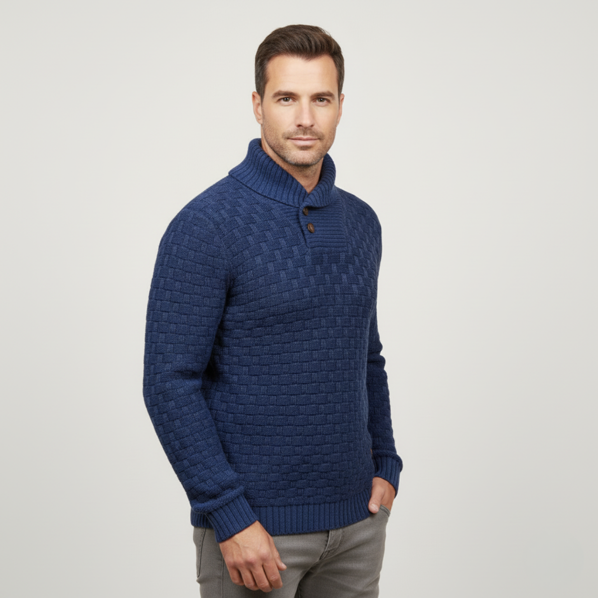 The Brighton Men’s Chunky Knit Jumper with Buttons