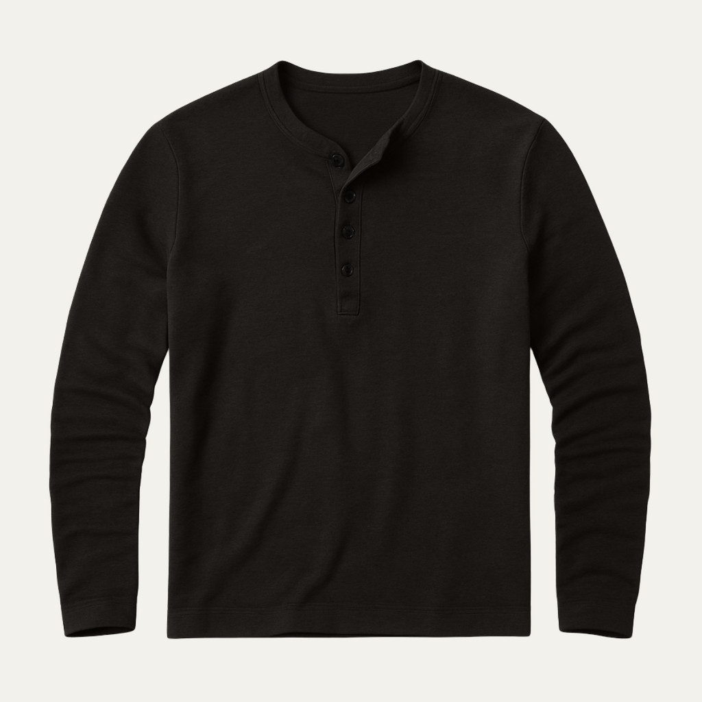 The Sheffield Men's Long Sleeve Henley Shirt - Modern Cotton Top