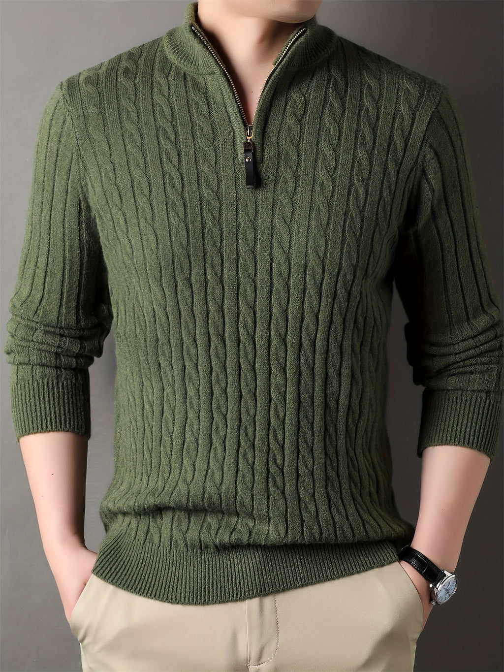 Carlo | Men's Ribbed Half Zip Knit Sweater