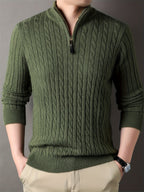 Carlo | Men's Ribbed Half Zip Knit Sweater