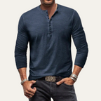 The Sheffield Men's Long Sleeve Henley Shirt - Modern Cotton Top