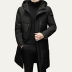 The Woking Men’s Thermal Longline Black Puffer Coat with Hood