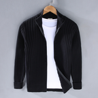 Ken | Men’s Zip Front High Collar Ribbed Cardigan