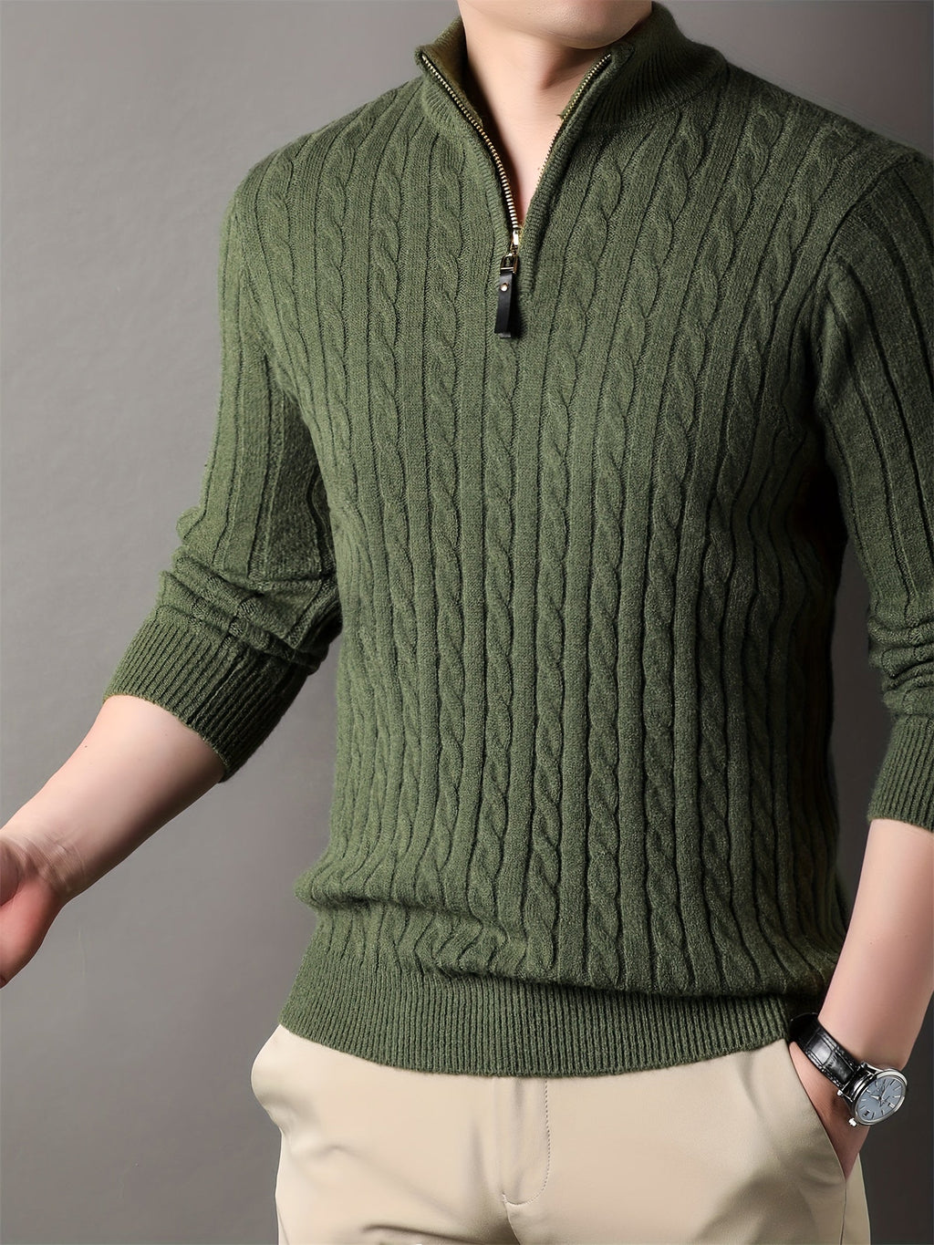 Carlo | Men's Ribbed Half Zip Knit Sweater