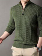 Carlo | Men's Ribbed Half Zip Knit Sweater