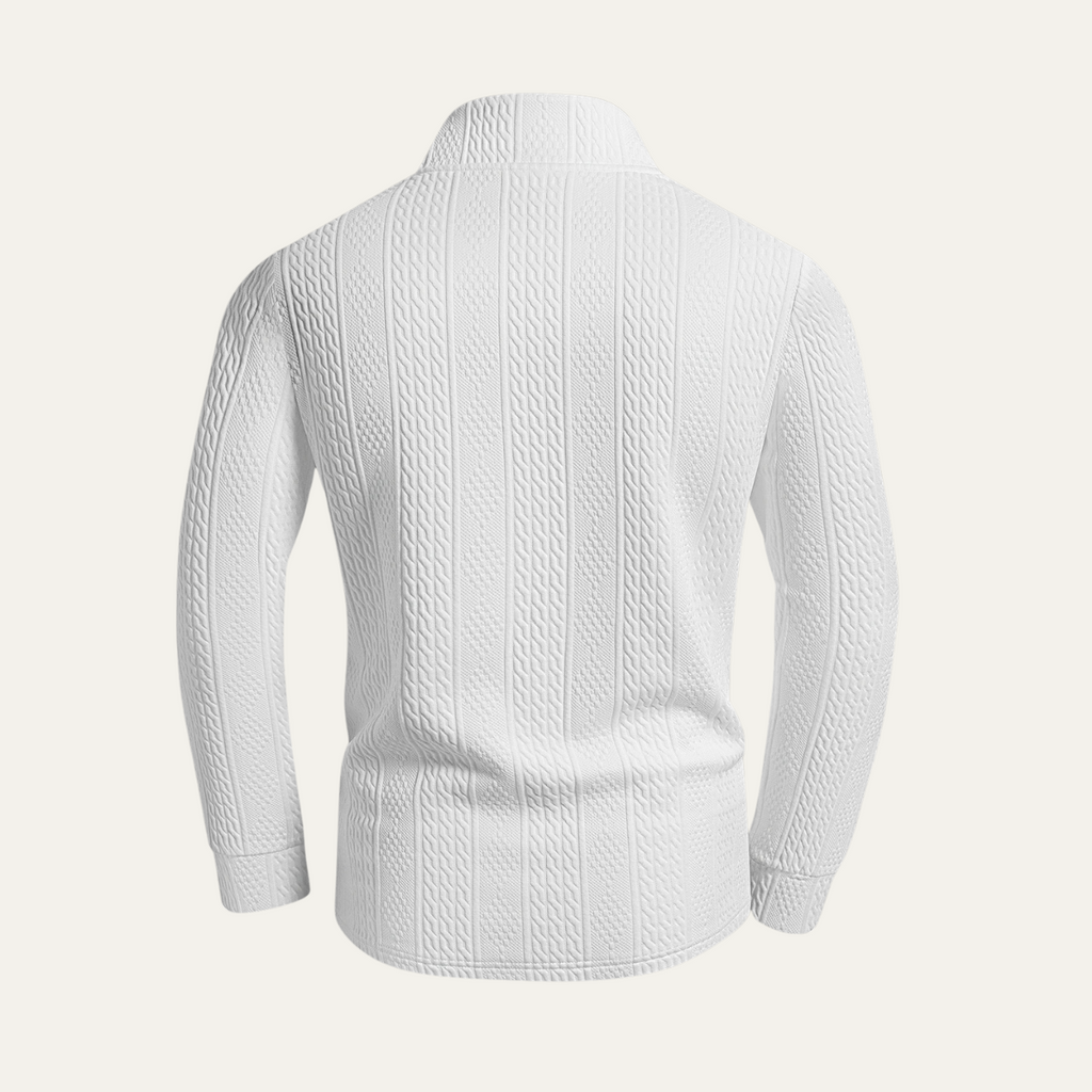 The Leighton White Quarter Zip Knit Men’s Jumper