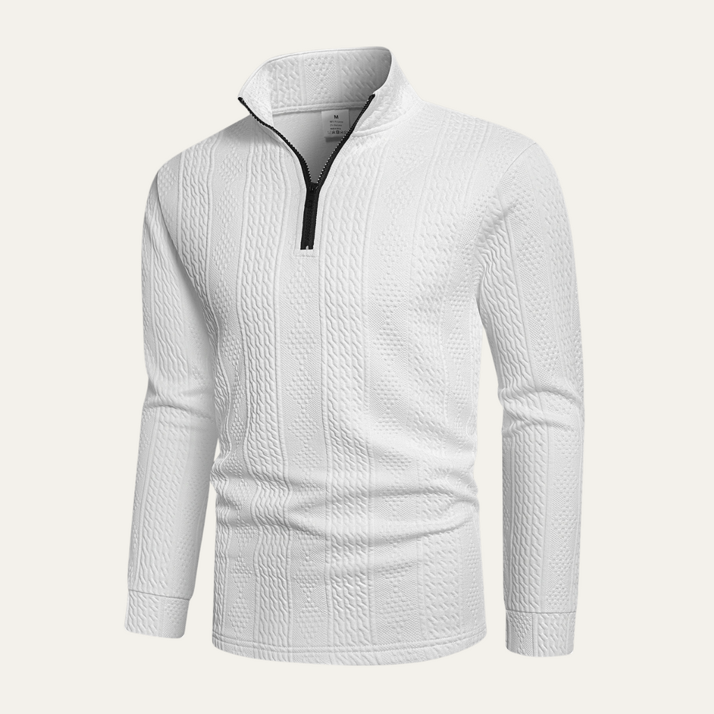The Leighton White Quarter Zip Knit Men’s Jumper