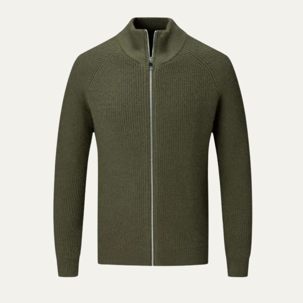 The Richmond Men’s Elegant Merino Wool Zip Up Cardigan