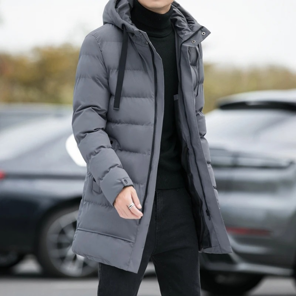 The Whitby Men's Stylish Longline Black Puffer Coat