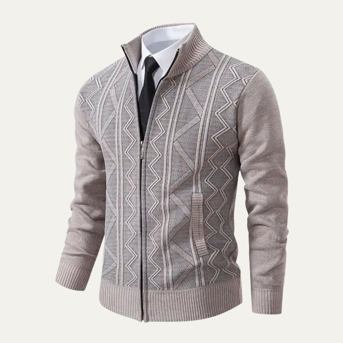 The Chianti High Neck Winter Zip Up Knit Men's Cardigan