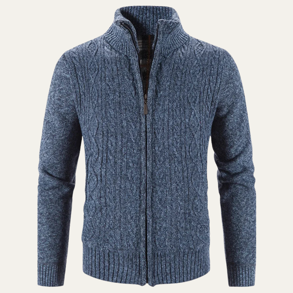 The Pienza Men’s Warm Fleece Zip Up Knit Jacket