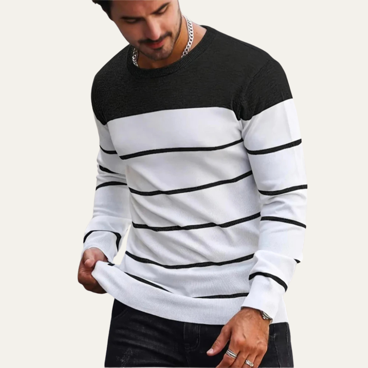 The Varenna Men’s Crew Neck Knit Striped Jumper